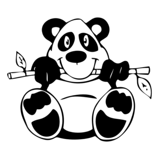 Funny Panda Eating Bamboo Decal (Black)